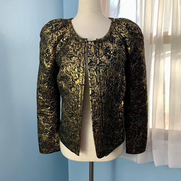 ASOS Gold Jacquard Jacket Size 4 - Picture 7 of 8